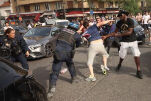 Tense atmosphere at the champions league final near saint-cloud gate