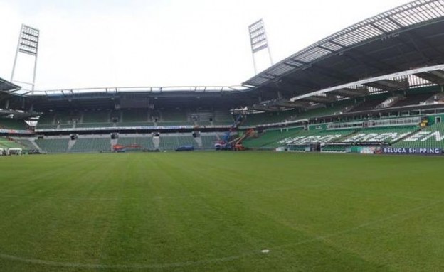 Exterior view of Werder Bremen's Weserstadion during matchday