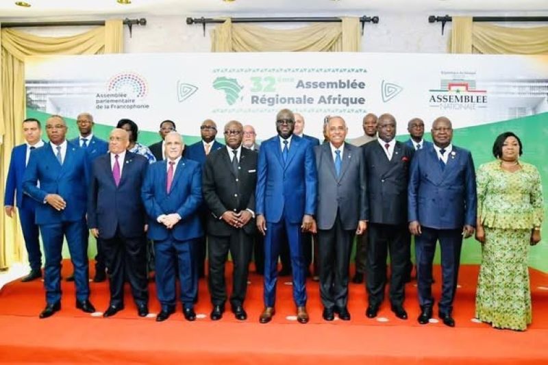 Parliamentarians including Michel Régis Onanga M. Ndiaye gather in Dakar
