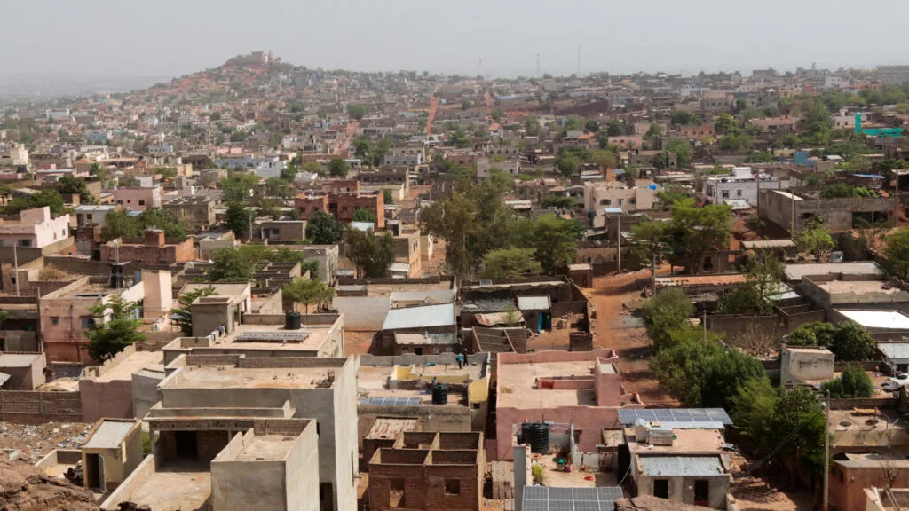 Security forces vehicle patrolling in Bamako