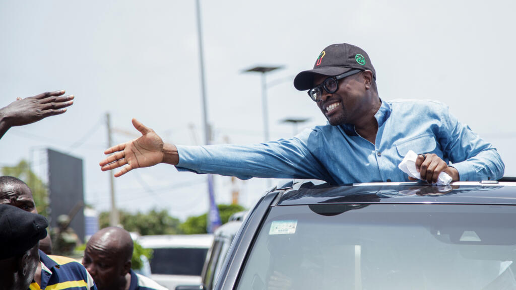 Romuald Wadagni during the presidential campaign in Cotonou, Benin, on April 10, 2026.