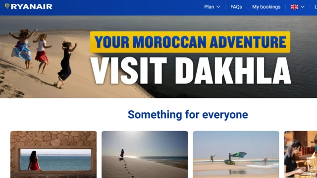 Screenshot of a Ryanair email campaign promoting flights to Western Sahara