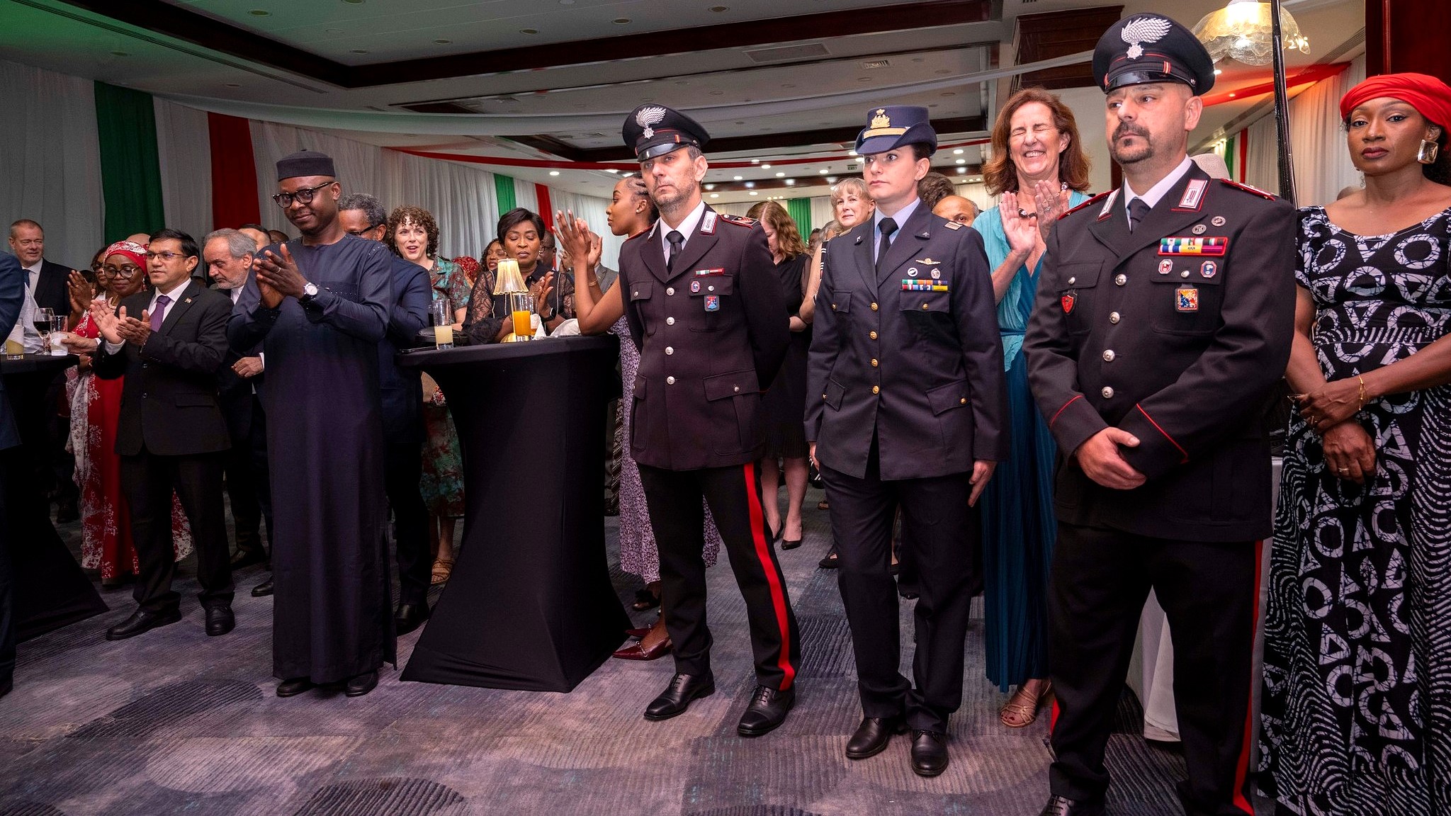 Diplomatic and Burkinabè officials during the 80th anniversary celebration of the Italian Republic