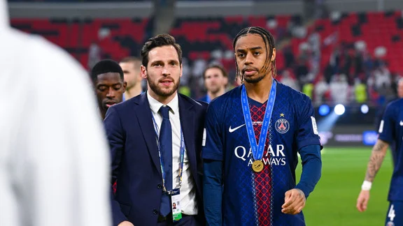 Bradley Barcola in action for PSG