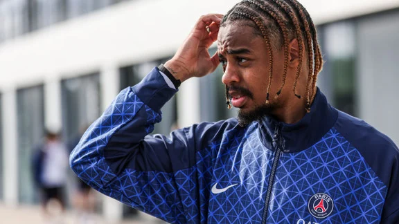 Bradley Barcola in PSG training session