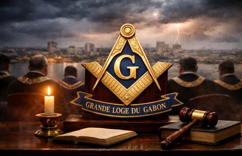 Interior of a Gabonese Masonic temple showing tension among members