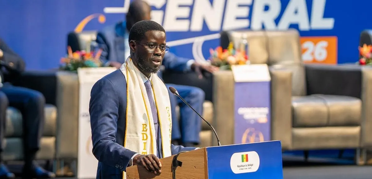 Bassirou Diomaye Faye addressing Senegalese youth at the Concours général awards ceremony, emphasizing values of excellence and civic duty ahead of Dakar 2026