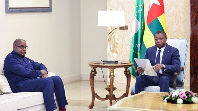 Diplomatic meeting between Togo's President Faure Gnassingbé and Congo's Regional Integration Minister in Lomé