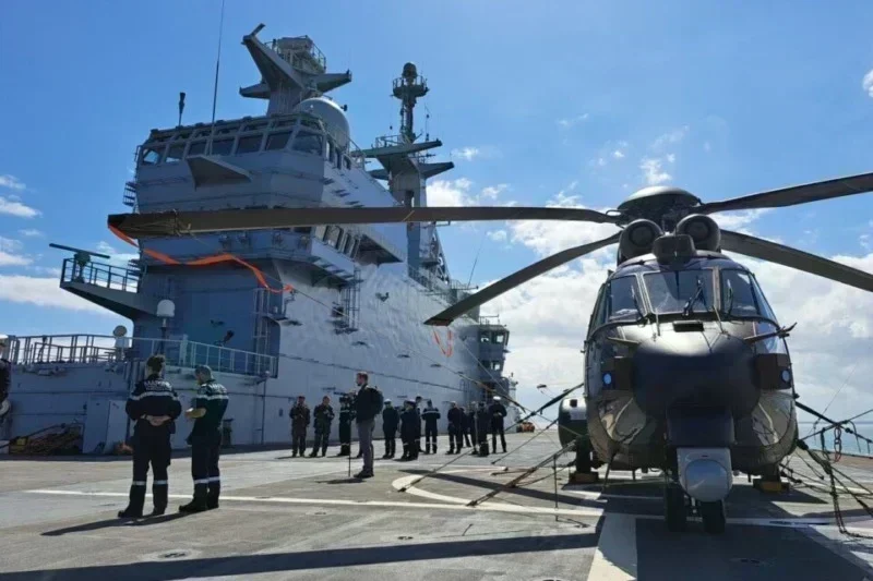 Mistral amphibious ship docked in Dakar port